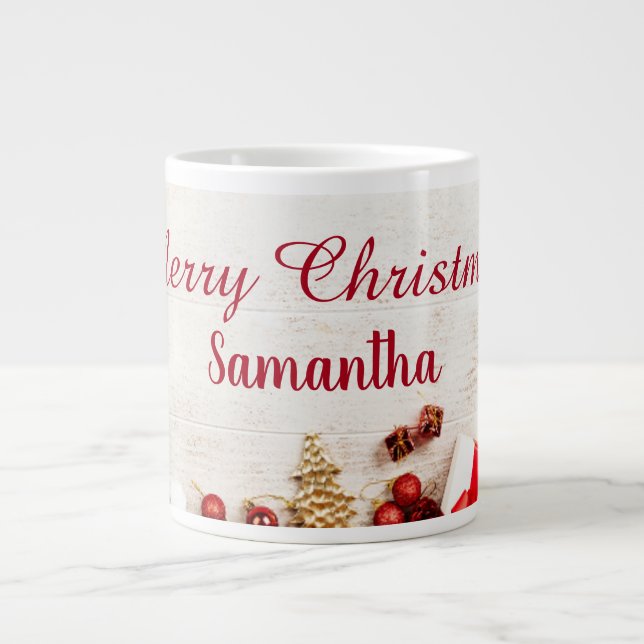 Tasse à café de Noël avec des boules d'or (Devant)