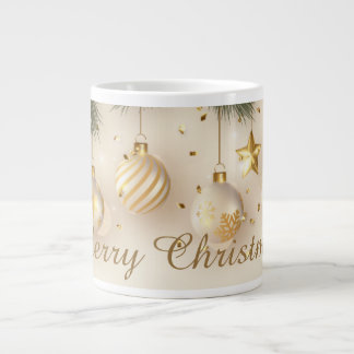 Tasse à café de Noël avec des boules d'or