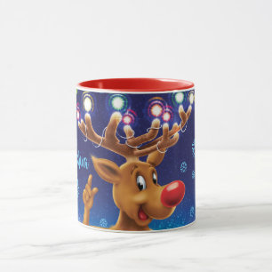 Tasse à café de Noël personnalisée , Rudolph & lig