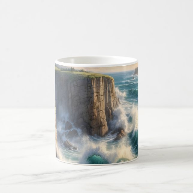 Tasse à café de paysage côtier avec vagues océaniq (Centre)