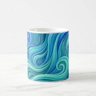 Tasse à café dégradé bleu océan cascade abstraite