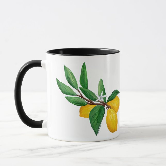 Tasse à café design feuille de citron à l'aquarell (Gauche)