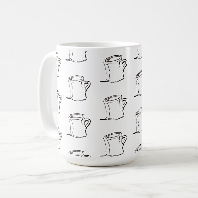 Tasse à café dessin animé incurvé déformé sur une  (Devant gauche)