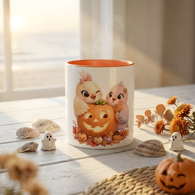 Tasse à café Douces oiseaux d'Halloween (Créateur téléchargé)