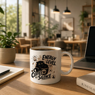 Tasse à café drôle de chat noir pour les introvert