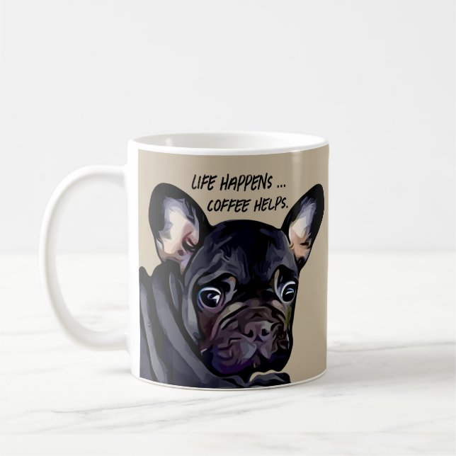 Tasse à café drôle de chien Bouledogue français Li (Gauche)