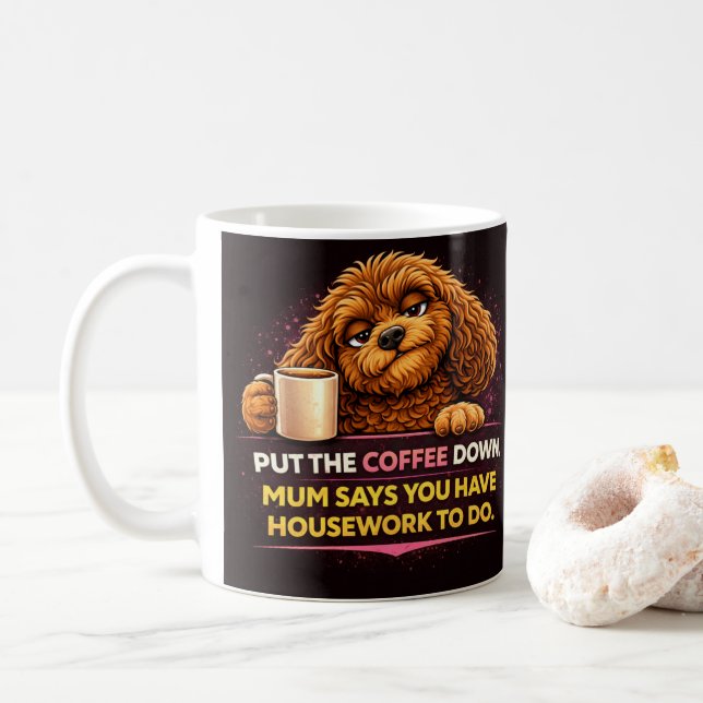 Tasse à café drôle de Cockapoo | Tasse Humour Mama (Avec donut)