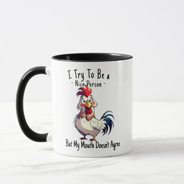 Tasse à café drôle de coq pun sarcastique - mauvai (Gauche)