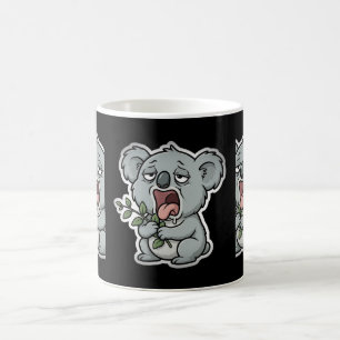 Tasse à café drôle de koala épuisé bâillant