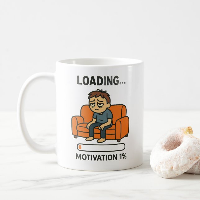 Tasse à café drôle de motivation de chargement 1% (Avec donut)