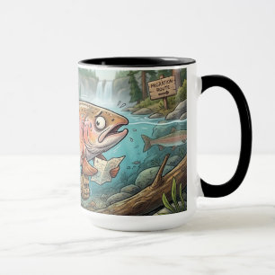 Tasse à café drôle de saumon perdu en migration