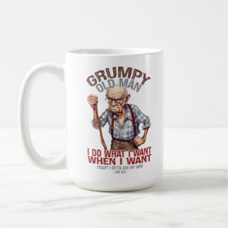 Tasse à café drôle de vieil homme grincheux