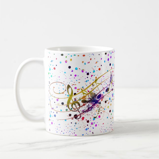 Tasse à café éclaboussée de musique colorée (Gauche)
