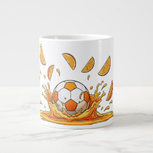 Tasse à café éclaboussure orange drôle de football