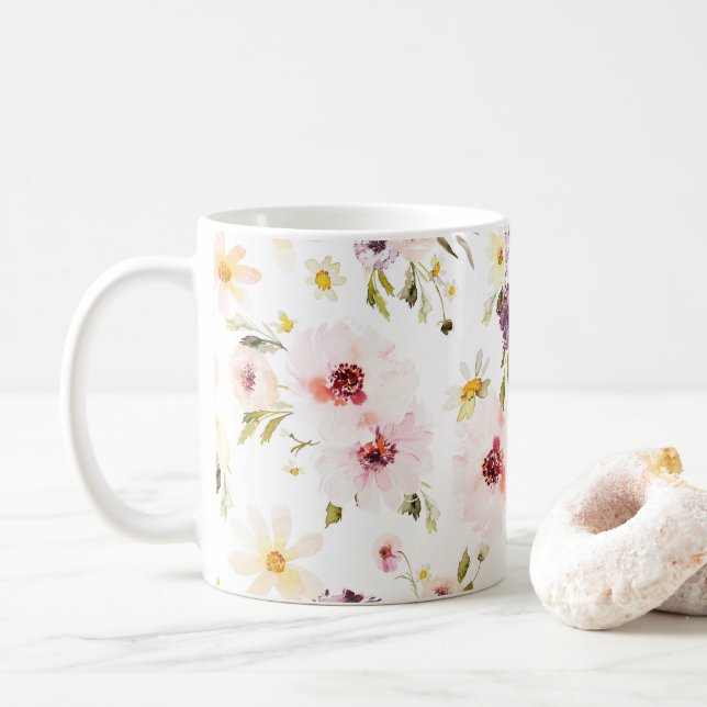 Tasse à café élégante – Aquarelle (Avec donut)