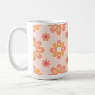 Tasse à café élégante orange géométrique rétro flo