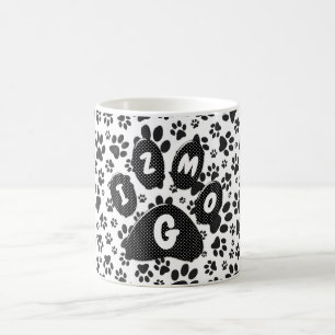 Tasse à café empreintes de pattes de chien noir et