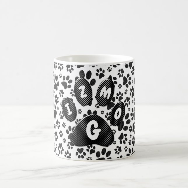 Tasse à café empreintes de pattes de chien noir et (Centre)