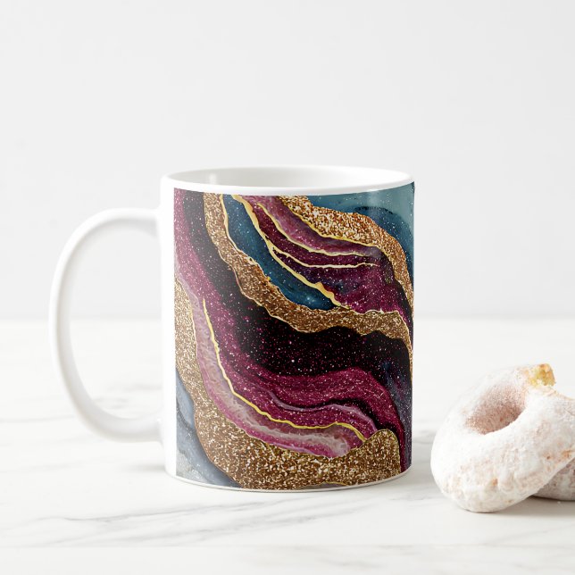 Tasse à café en agate scintillante bohème (Avec donut)