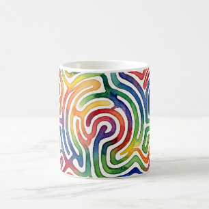 Tasse à café en aquarelle arc-en-ciel à motif de l