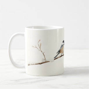 Tasse à café en aquarelle au moineau minimaliste
