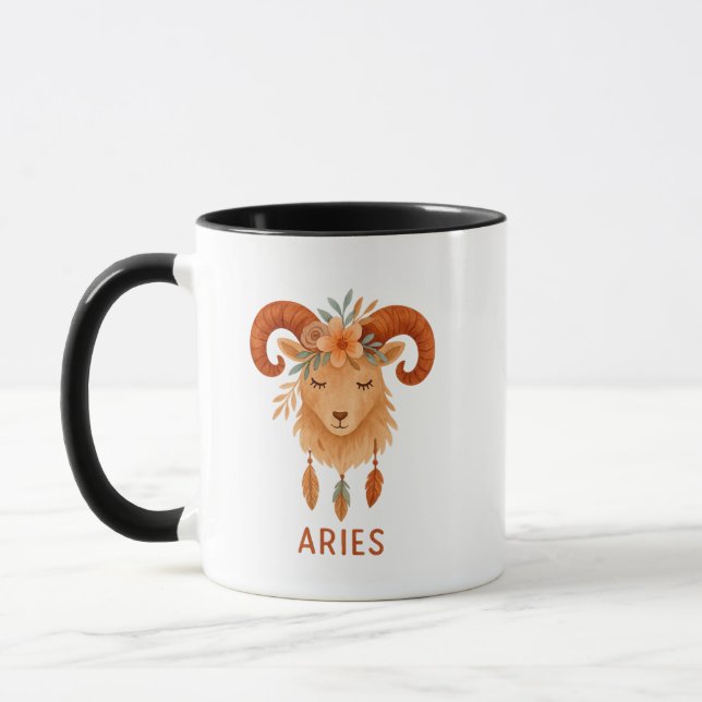 Tasse à café en aquarelle boho du zodiaque Bélier (Gauche)