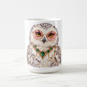 Tasse à café en aquarelle chouette harfang faune