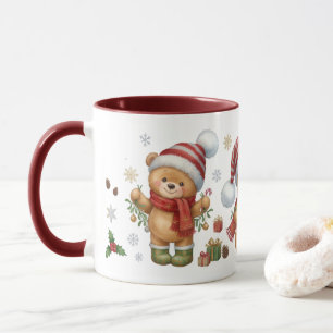 Tasse à café en aquarelle d'ours en peluche d'hive