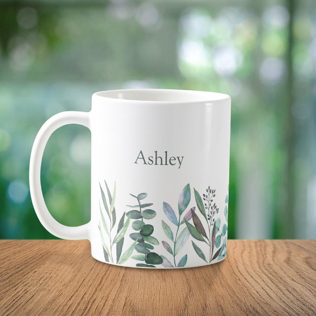 Tasse à café en aquarelle Eucalyptus verdure (Créateur téléchargé)