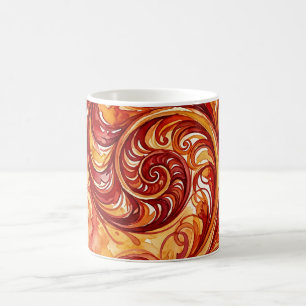 Tasse à café en aquarelle rouge feuille de fougère
