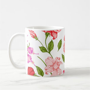 Tasse à café en art botanique à motif d'hibiscus r