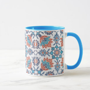 Tasse à café en art de motif bleu rouge de Delft