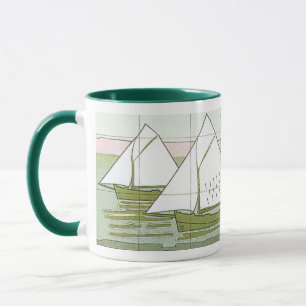 Tasse à café en carreaux d'art de vieux voilier