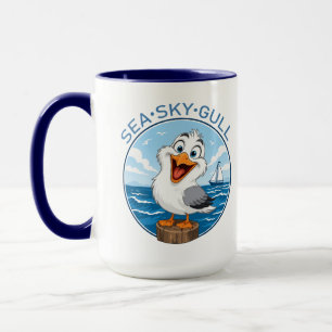 Tasse à café en céramique de mouette de dessin ani