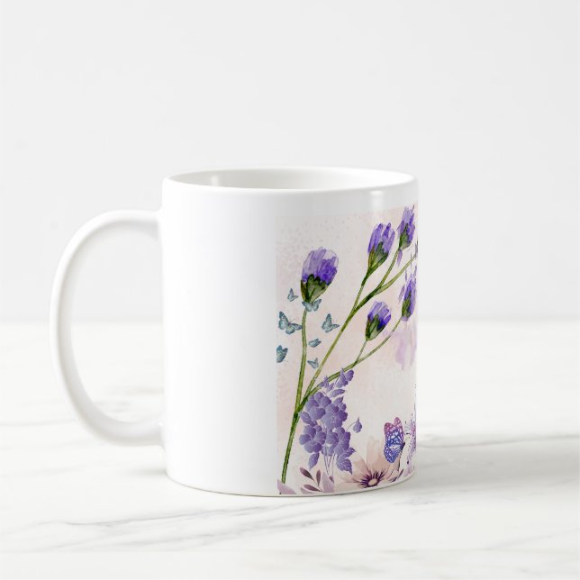 Tasse à café en céramique florale violette | Flux  (Gauche)