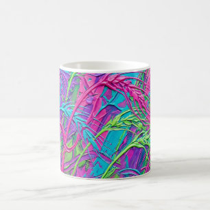 Tasse à café en céramique néon Champ de blé abstra