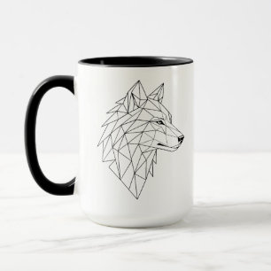 Tasse à café en céramique tête de loup géométrique