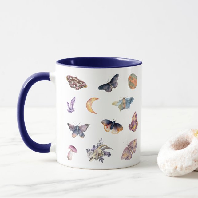 Tasse à café en cristal de papillon mystique (Avec donut)
