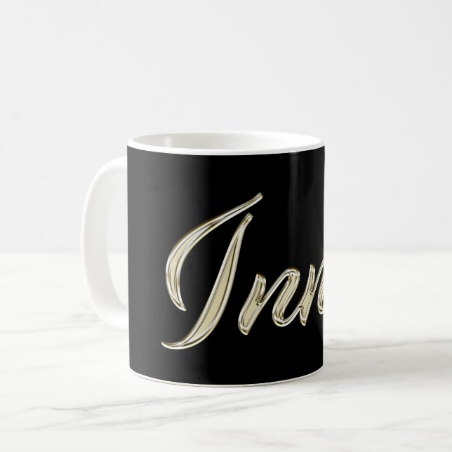 Tasse à café en écriture manuscrite en or blanc In (Devant gauche)