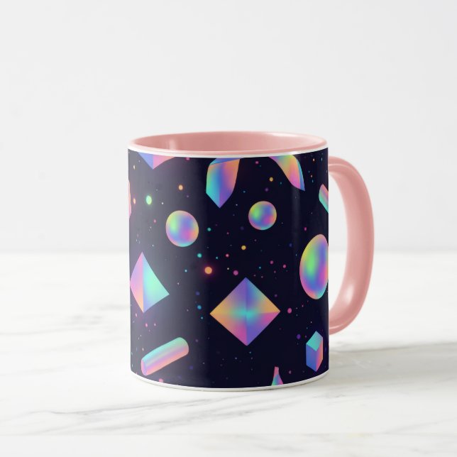 Tasse à café en espace géométrique 3D holographiqu (Devant droit)