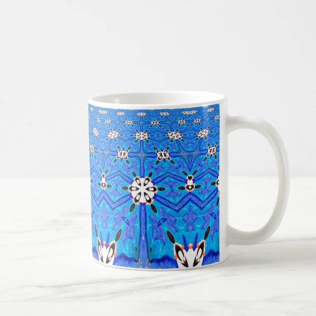 tasse à café en grille bleue géométrique (Droite)