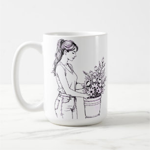 Tasse à café en ligne artistique botanique pour le