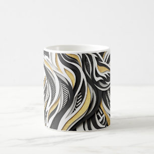 Tasse à café en or silhouette de loup abstrait