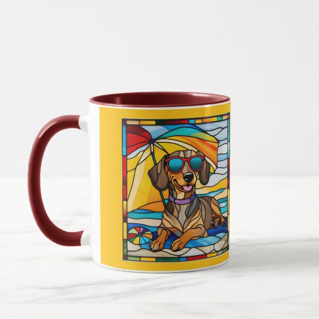 Tasse à café en verre teinté de dachshund mignon (Gauche)