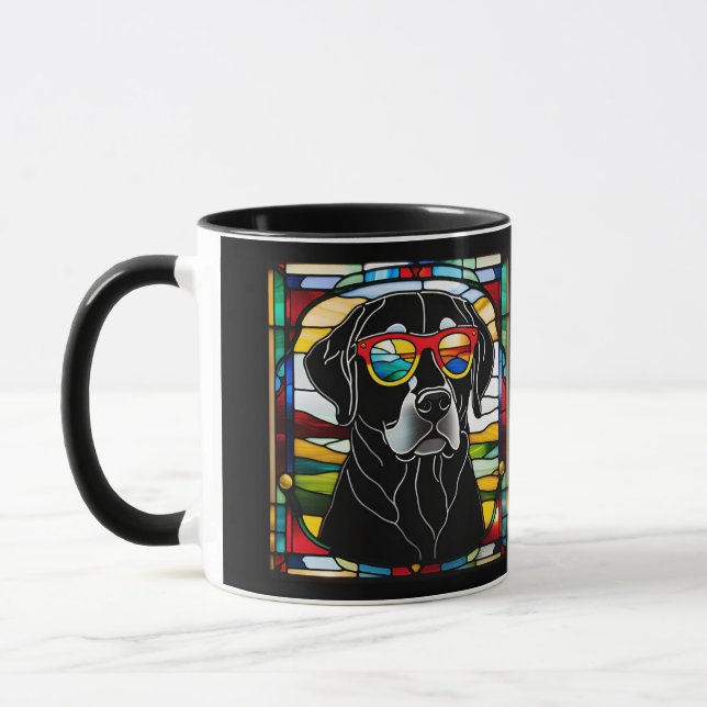 Tasse à café en verre teinté Labrador noir drôle (Gauche)