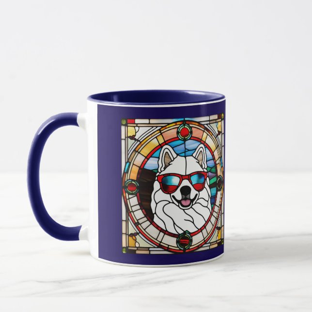 Tasse à café en verre teinté Samoyède mignon (Gauche)