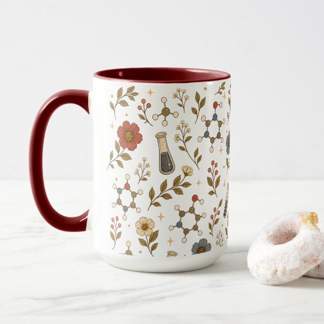 Tasse à café esthétique de chimie florale (Avec donut)