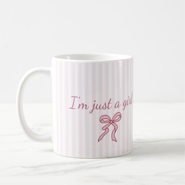 Tasse à café esthétique - Rayures rose pastel et n (Gauche)