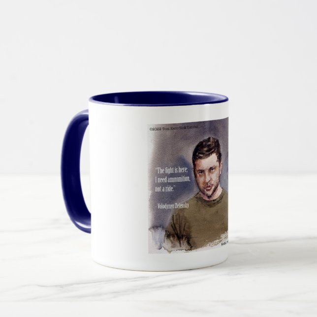 Tasse à café exclusive Volodymir Zelensky & citati (Devant gauche)