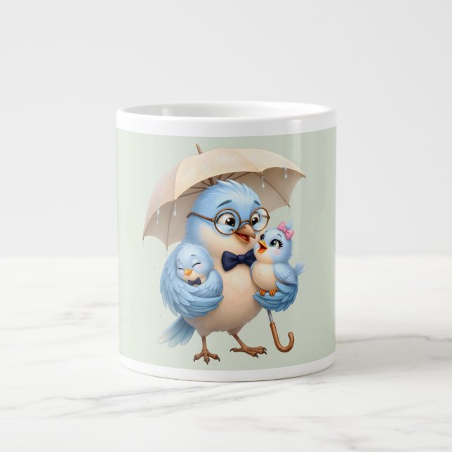 Tasse à café Famille Papa Oiseau (Devant)